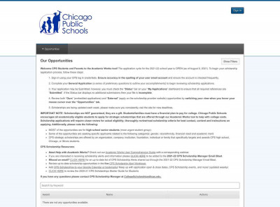 Our Opportunities - Chicago Public Schools Scholarships Our Opportunities - Chicago Public Schools Scholarships