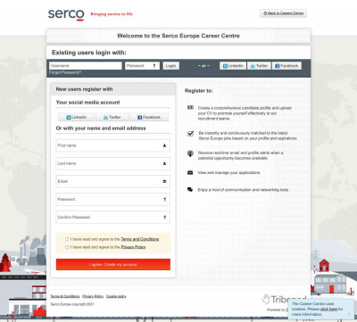 Welcome to the Serco Europe Career Center - Register or Login Welcome to the Serco Europe Career Center - Register or Login