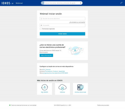 Webmail » Acceso al correo electrónico | IONOS by 1&1 Webmail » Acceso al correo electrónico | IONOS by 1&1