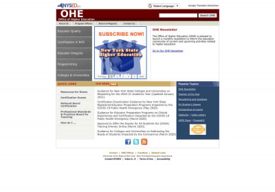 TEACH System :OTI:NYSED - Higher Education TEACH System :OTI:NYSED - Higher Education