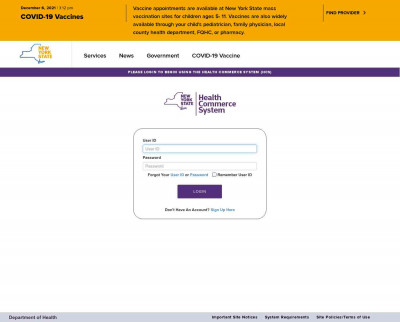 Connect NY.gov ID to the Health Commerce System Connect NY.gov ID to the Health Commerce System
