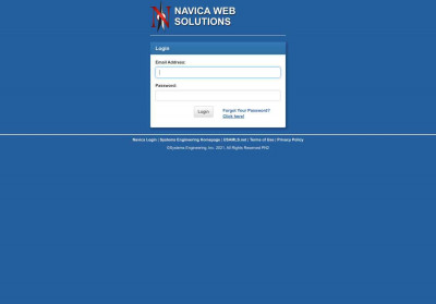 Navica Web Solutions - Login Screen Navica Web Solutions - Login Screen