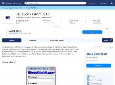 TrueSocks Admin 1.0 Download (Free trial) - TS_Admin.exe TrueSocks Admin 1.0 Download (Free trial) - TS_Admin.exe