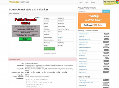 Truesocks : TrueSocks.net - Home Website stats and valuation Truesocks : TrueSocks.net - Home Website stats and valuation