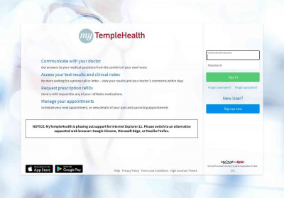myTempleHealth - Login Page myTempleHealth - Login Page