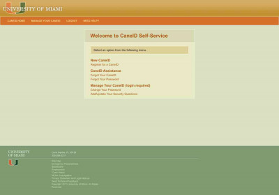 University of Miami Single Sign-On - CaneID Self-Service University of Miami Single Sign-On - CaneID Self-Service