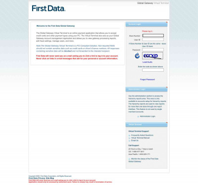 First Data Global Gateway Virtual Terminal First Data Global Gateway Virtual Terminal