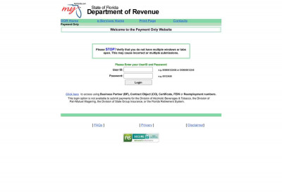 Florida Department of Revenue - Payment Only Application Florida Department of Revenue - Payment Only Application