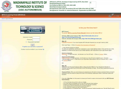 MITS E-Learning Portal (MOODLE) MITS E-Learning Portal (MOODLE)