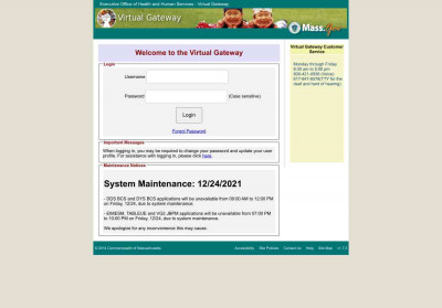 Virtual Gateway: Executive Office of Health and Human Services Virtual Gateway: Executive Office of Health and Human Services