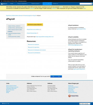 State of Oregon: Payroll - ePayroll State of Oregon: Payroll - ePayroll
