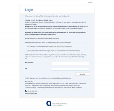 Anmeldung - apoBank Anmeldung - apoBank
