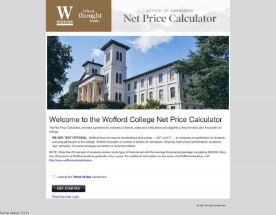 Wofford College - Net Price Calculator Wofford College - Net Price Calculator