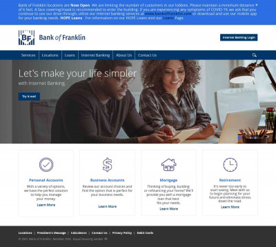 Bank of Franklin: Home Bank of Franklin: Home