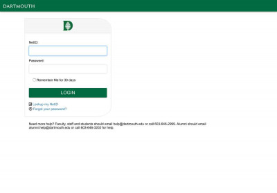 Dartmouth Web Authentication Dartmouth Web Authentication