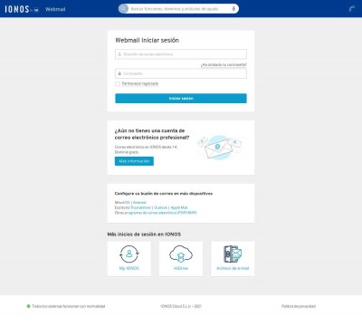 Webmail » Acceso al correo electrónico | IONOS by 1&1 Webmail » Acceso al correo electrónico | IONOS by 1&1