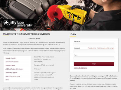 Jiffy Lube University > Login Instructions Jiffy Lube University > Login Instructions