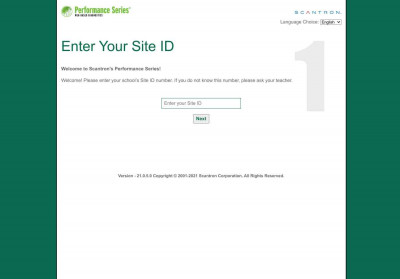 Performance Series, Enter Your Site ID | Scantron Performance Series, Enter Your Site ID | Scantron