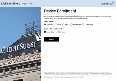 Credit Suisse - Welcome to MyDesk Shield Credit Suisse - Welcome to MyDesk Shield