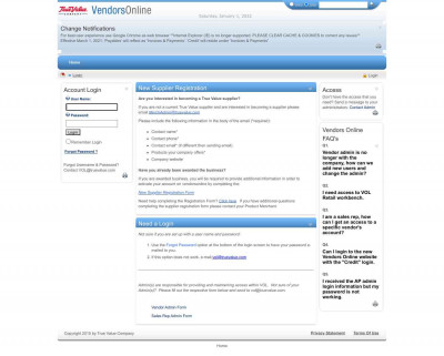 True Value - Vendors Online Login True Value - Vendors Online Login