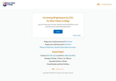 D2L Login Page - Bow Valley College D2L Login Page - Bow Valley College