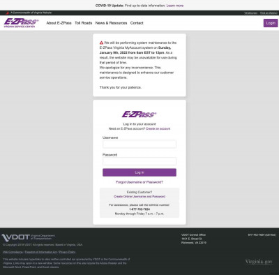 E-ZPass® Virginia: Log in E-ZPass® Virginia: Log in