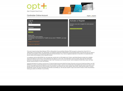 Opt+ Visa® Prepaid Card Opt+ Visa® Prepaid Card