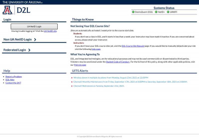 University of Arizona - D2L(Desire2Learn) University of Arizona - D2L(Desire2Learn)