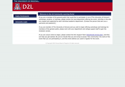 University of Arizona - D2L(Desire2Learn) University of Arizona - D2L(Desire2Learn)