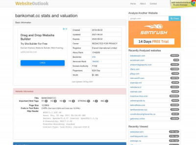 Bankomat : BANKOMAT.CC Website stats and valuation Bankomat : BANKOMAT.CC Website stats and valuation