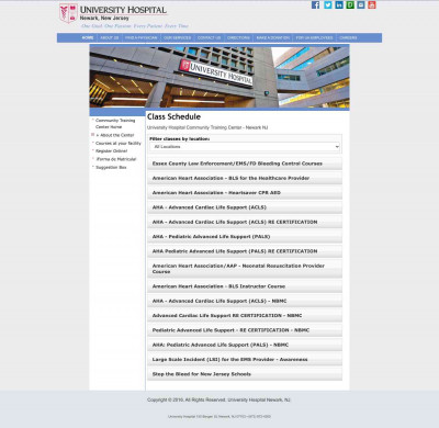 University Hospital New Jersey Class Schedule University Hospital New Jersey Class Schedule