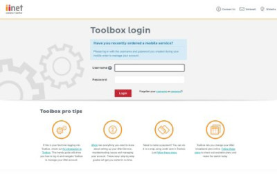 iiNet Toolbox: Login iiNet Toolbox: Login