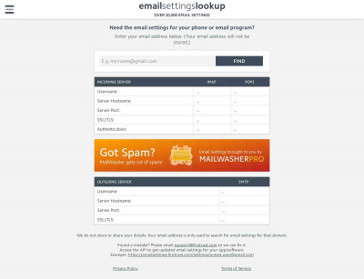 Got Spam? - Free email settings lookup for POP3, IMAP and ... Got Spam? - Free email settings lookup for POP3, IMAP and ...