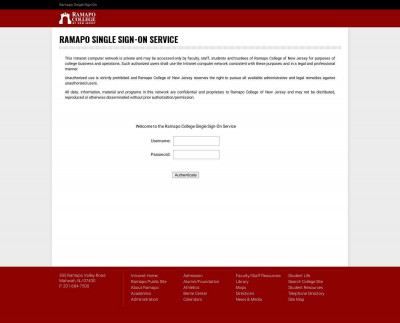 Ramapo College of New Jersey - Single Sign-On Service Ramapo College of New Jersey - Single Sign-On Service