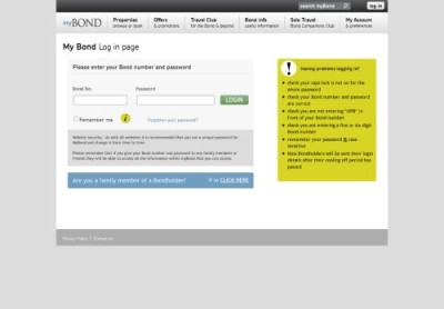My Bond Log in page My Bond Log in page