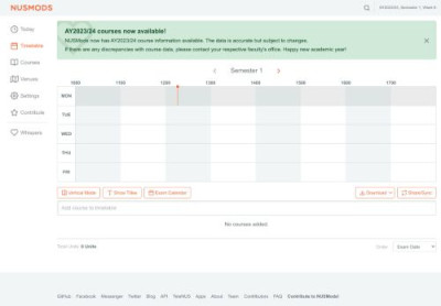 NUSMods: Timetable NUSMods: Timetable