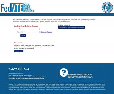 FedVTE Login Page FedVTE Login Page