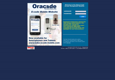 Kaba E-Code Access Management Web Site (Oracode) Kaba E-Code Access Management Web Site (Oracode)