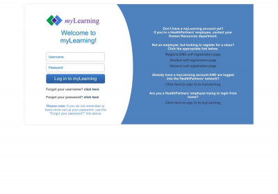 HealthPartners myLearning/LMS Custom Login Page HealthPartners myLearning/LMS Custom Login Page