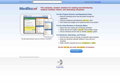 MedRez.net Scheduling Tool MedRez.net Scheduling Tool