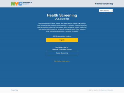 NYC DOE Health Screening NYC DOE Health Screening