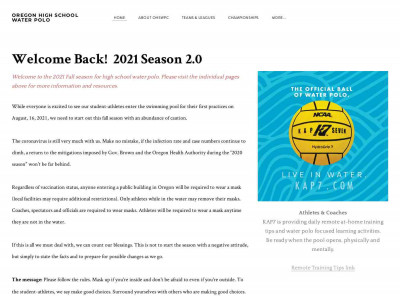 Upon logging in - Oregon High School Water Polo Upon logging in - Oregon High School Water Polo