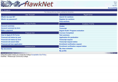 Frequently Asked Questions - Student HawkNet Menu Frequently Asked Questions - Student HawkNet Menu