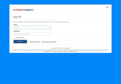 JD Power CONNECT: Log On JD Power CONNECT: Log On