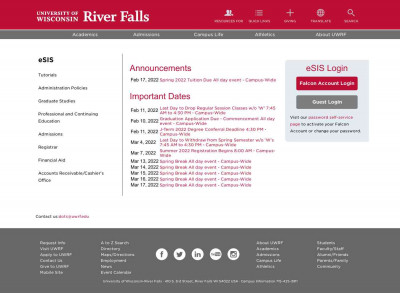 UW-River Falls eSIS Login UW-River Falls eSIS Login