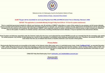 PACER: Login - US Bankruptcy Court-Texas Southern PACER: Login - US Bankruptcy Court-Texas Southern