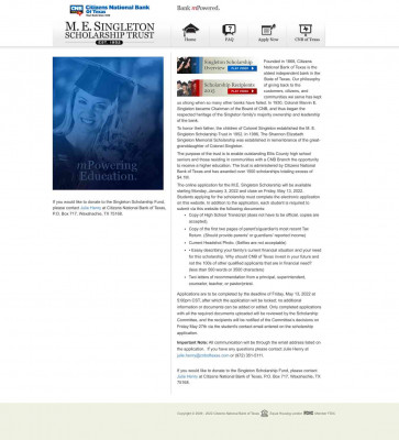 M.E. Singleton Scholarship M.E. Singleton Scholarship