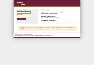 Brooklyn College BC WebCentral Login Brooklyn College BC WebCentral Login