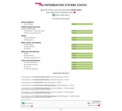 Information System Status Information System Status