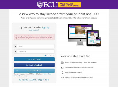 The ECU Parent and Family Portal: Login The ECU Parent and Family Portal: Login